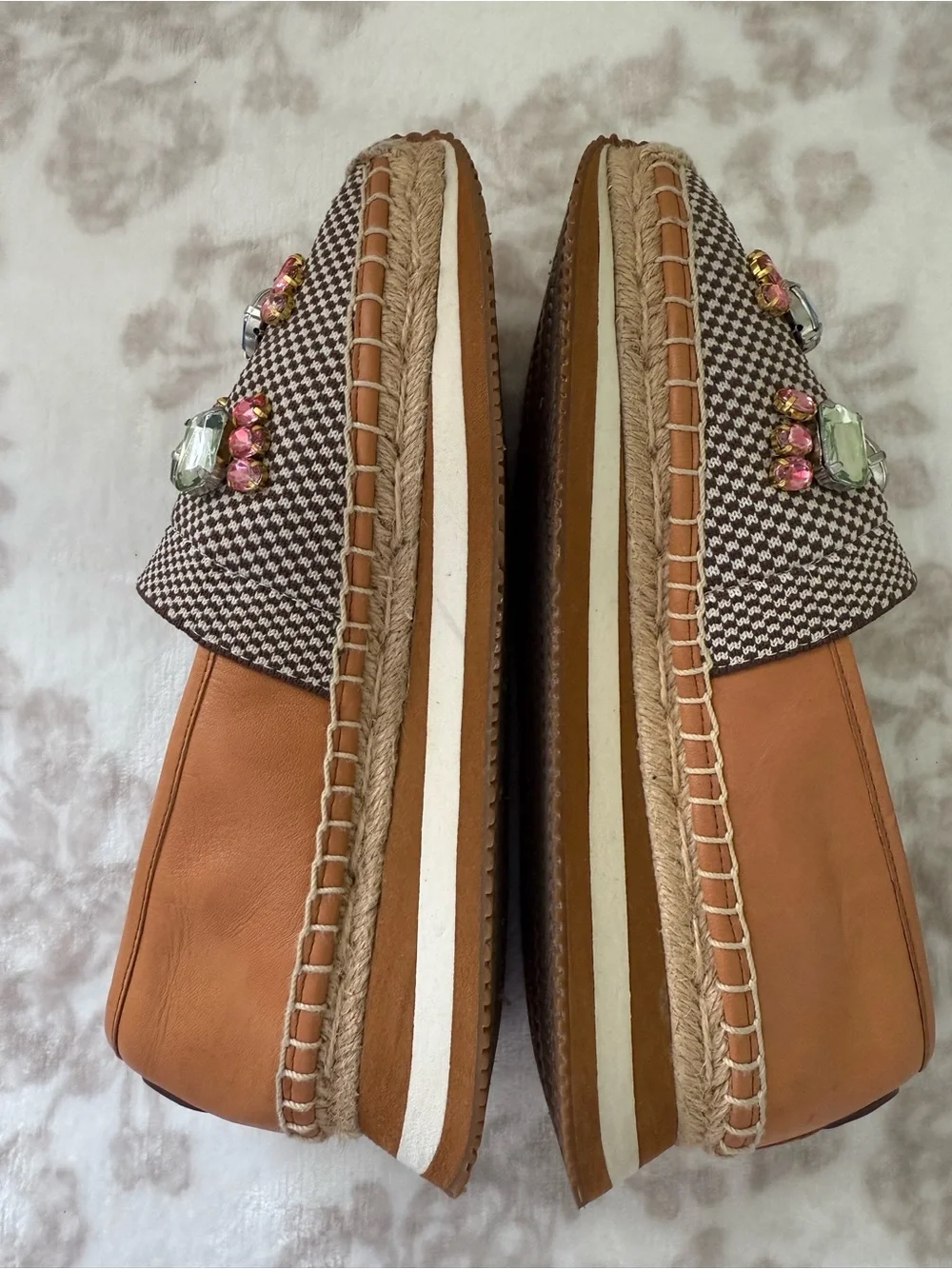 Tory Burch Daisy Crystal Embellished Slip On Espadrilles